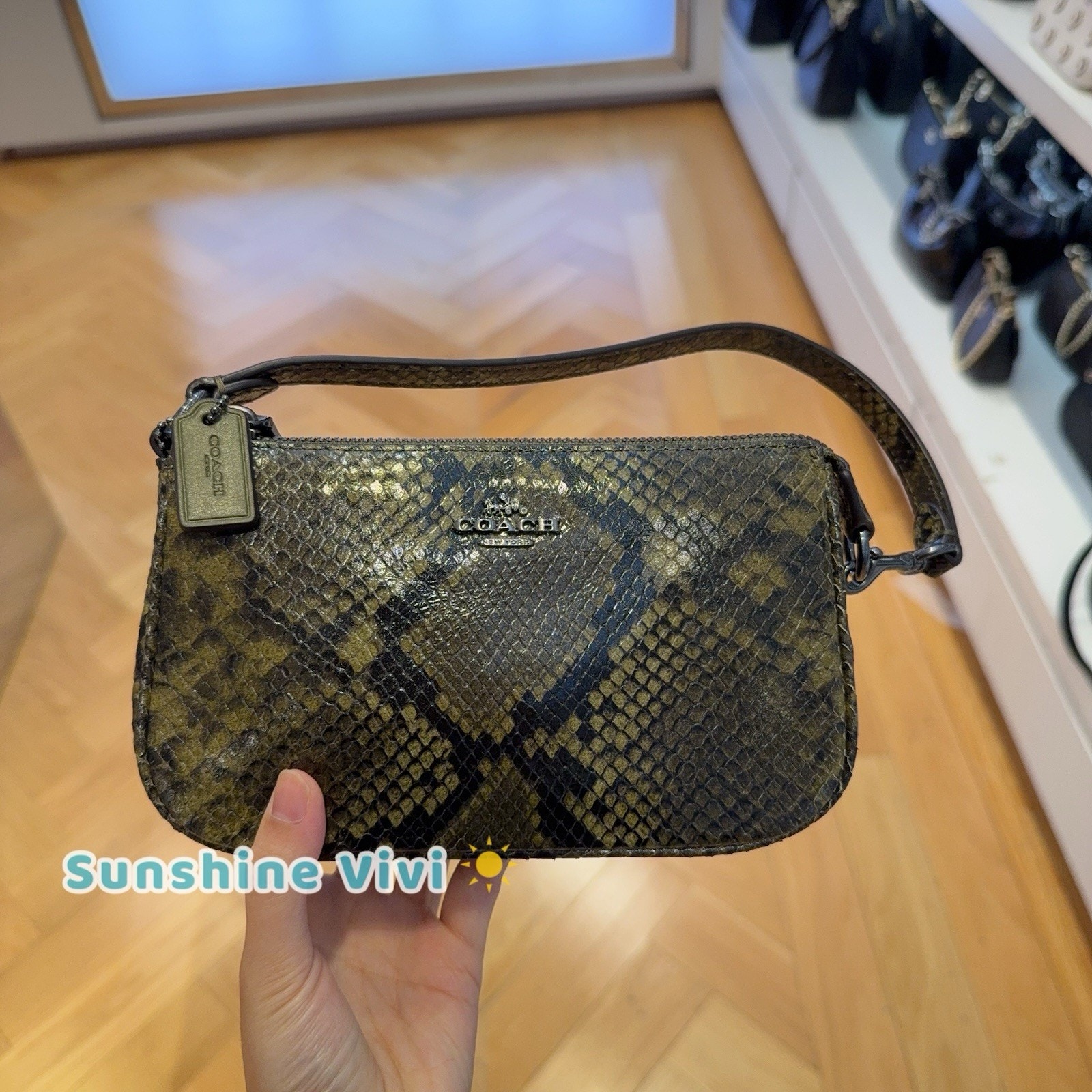 Nwt Coach Nolita 19 With Snake Print Gunmetal/Olive Multi Ccf62